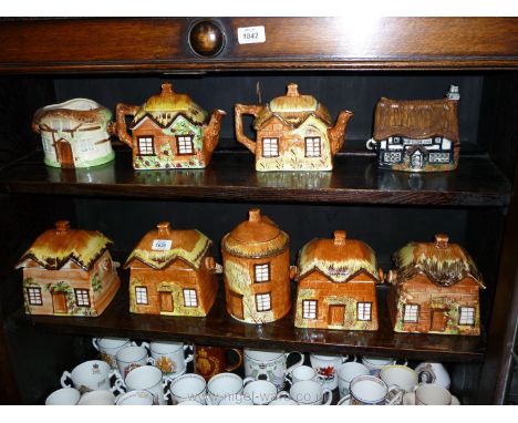 Nine pieces of Prince of Kensington old cottage ware, including teapots, biscuits barrel, teapot, etc.