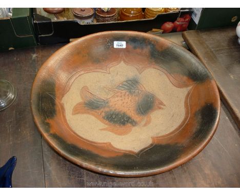 A large ceramic fish charger, 19".