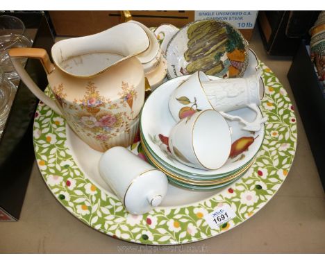 A Spode Kim Parker home large plate, a Guadalest bowl, two Queen Anne Crown Devon Fielding jug and sugar basin, etc.