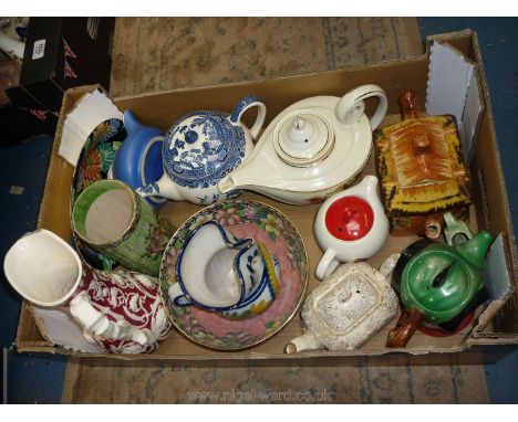 A quantity of china to include a Hall's Superior 'Mary Dunbar' teapot with infuser, a Beswick 'Sairey Gamp' teapot and variou