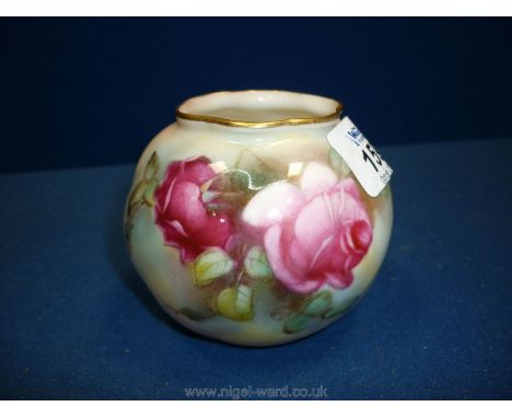 A Royal Worcester vase G161 painted with roses.