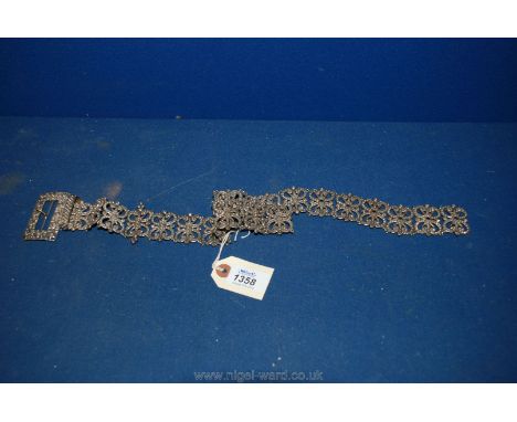 A Victorian/Edwardian silver plated on copper Nurse's belt with chatelaine ring, 75cm long.