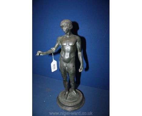 An Italian Bronze sculpture of a classical figure, 13" tall approx.