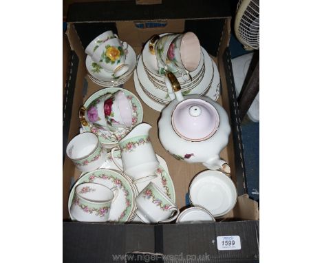 Two paragon part tea sets, one signed Harry Wheatcroft, cups, saucers, bread &amp; butter plate, teapot and a Rosalia part te