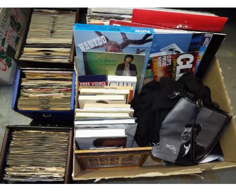 Three cases containing 45 rpm vinyl records, ca early 1960's pop music, Rolling Stones, Cliff Richard and similar