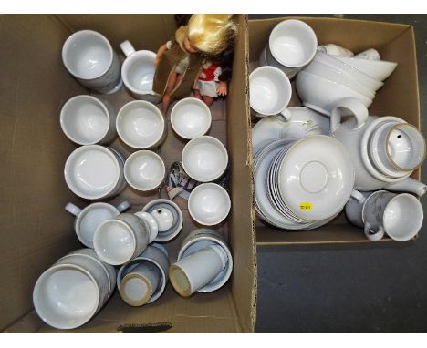 Two boxes containing a large collection of Denby ceramic tableware (2)