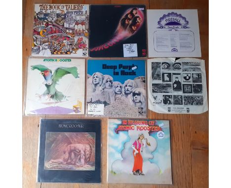 Six 1960's/70's rock LP's to include Atomic Rooster-'In Hearing Of Atomic Rooster', 1971 UK pressing Pegasus, Matrix PEG-1 (n