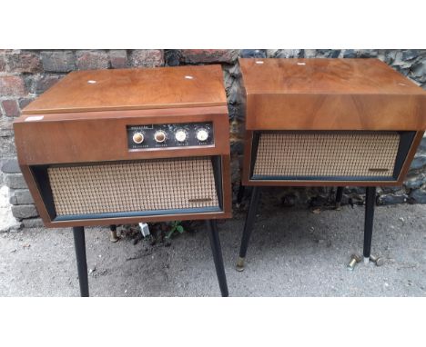 A 1962 Dynatron Mazurka music system within 2 units on legs with Garrard turntable enclosed together with an ebonised Zither 