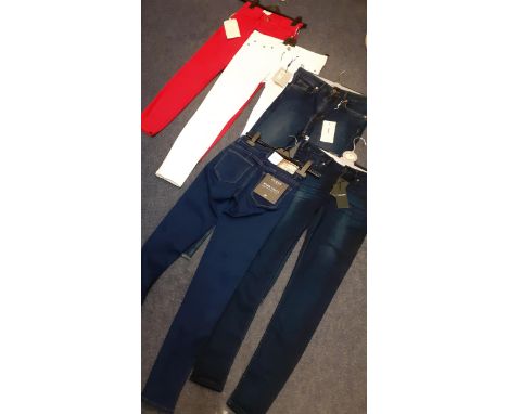 A quantity of modern ladies trousers and jeans, all new with original tags to include Guess, Maison Scotch, Part Two, And/Or 