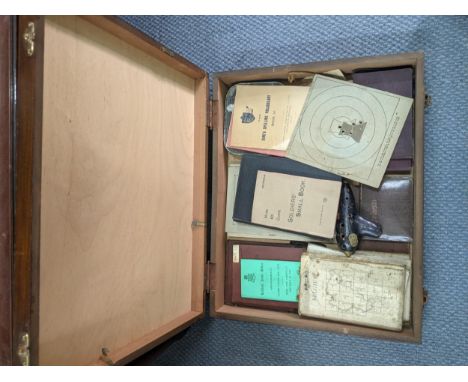 A fretwork crafts box containing WW1 soldier's army ephemera to include various French and Belgium folding maps, an Officer's