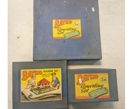 A group of three vintage boxed Bayko building sets to include Converting setLocation: 