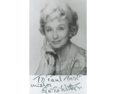 Actor Googie Withers signed 6 x 4 inch b/w portrait photo to Paul. Good condition. All autographs come with a Certificate of 