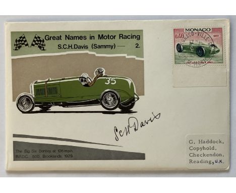 S C Sammy Davis signed Great Names in Motor Racing cover with Big Six Bentley Brooklands 1929 illustration. Sydney Charles Ho