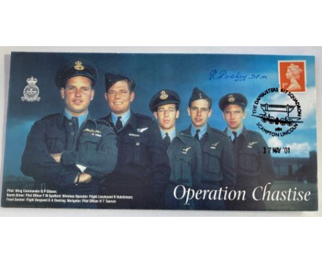 WW2 617 Sqn R Pooley DFM signed 2001 Operation Chastise cover. Numbered 12 of 19. 50 and 617 Sqn Air Gunner. 26 missions. Goo