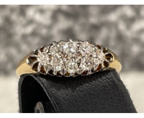 Antique gold Diamond ring comprising of 8 Rose cut diamonds. 3.3G size P