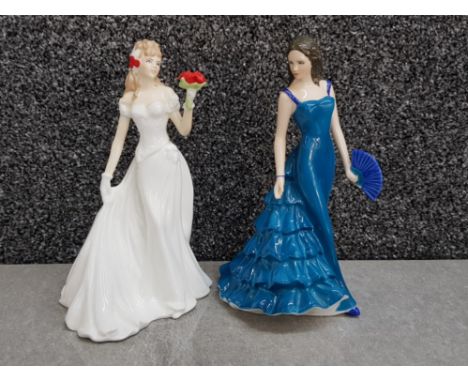 2 Royal Worcester lady figures includes wedding day &amp; special occasion