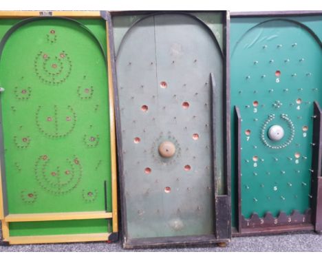 3 large wooden bagatelle games, 30s-50s, with game balls