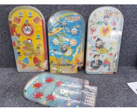 4 vintage pinball games includes Dick Tracy, operation moon probe, the big score bagatelle and sub-marine