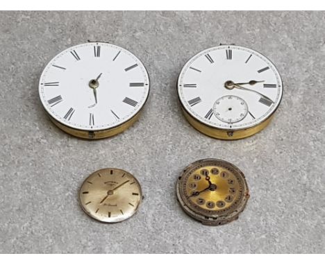Two Victorian pocket watch movements and two other movements including Rotary.