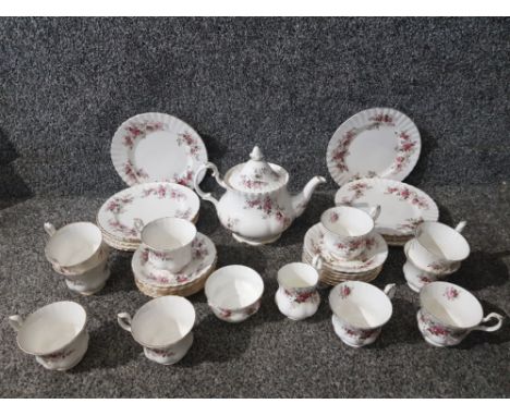 Royal Albert Lavender Rose pattern part tea service (condition varies and some seconds)