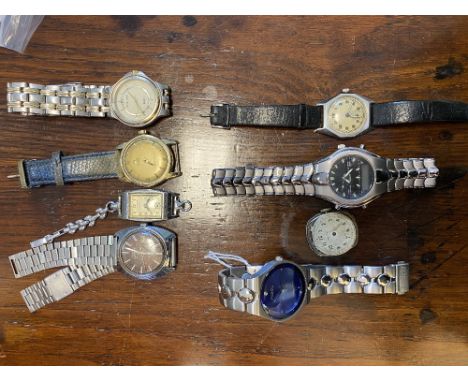 Eight wristwatches, to include an Omega Seamaster, mid century Kelton watch movement, a mid 20th century Incabloc wristwatch,