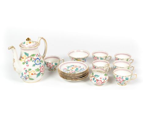 A Victorian Chelsea part coffee / tea service to include five cups, six saucers, a sugar bowl, a milk jug and a coffee potCon