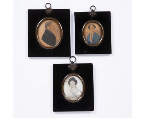 Three 19th Century portrait miniatures,Thomas Henry Hancock, Watercolour, Mary Hancock, oil on Ivory and Jane Clay, wife of t