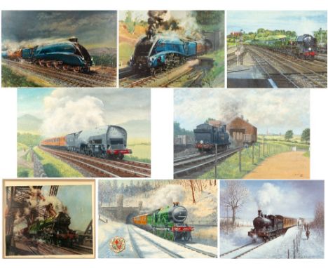 Steve Hiscocks LNER Locomotive number 10000, acrylic on board, signed on dated 1990, 50cm x 75cm, mounted in a mahogany frame