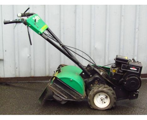 A CRT Rally 5 horse power tiller rotavator, with Briggs & Stratton engine, 98cm high, with petrol can.