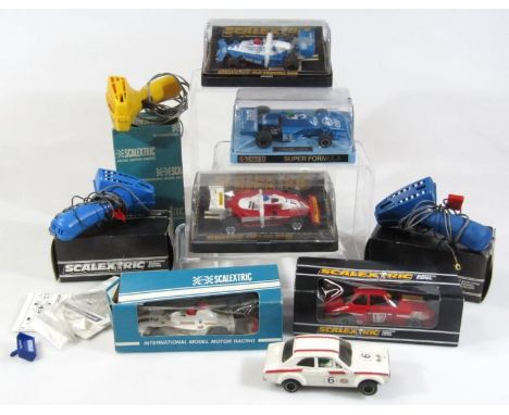 Various Scalextric model cars, model racing vehicles, etc., to include Shadow, 11cm wide, BMW Turbo 320, etc. (a quantity, va