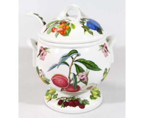 A 20thC Portmeirion Pomona pattern soup tureen, with cover and ladle, printed marks beneath, 34cm high.