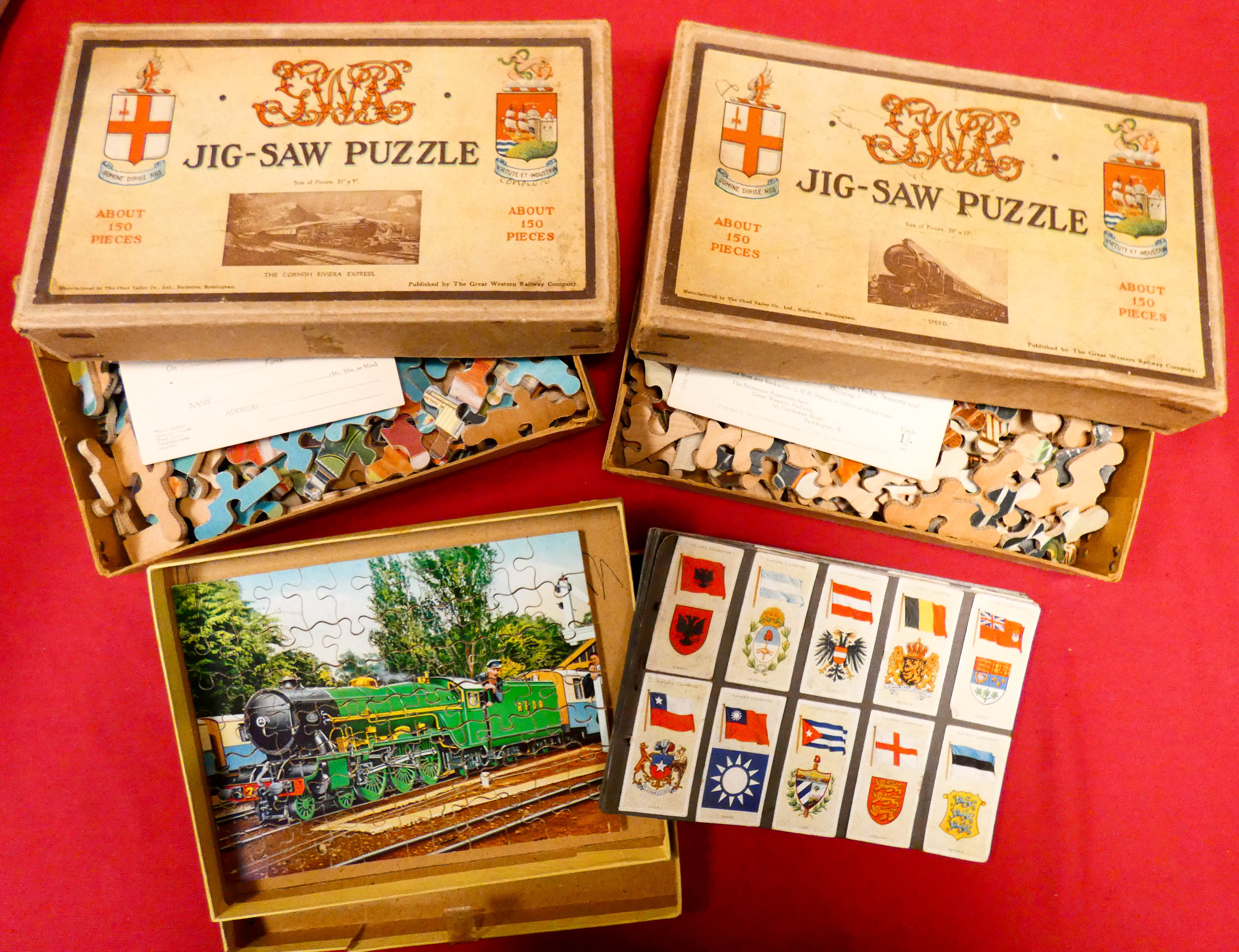 Three old wooden jigsaw puzzles by Chad Valley and Hayter together with ...