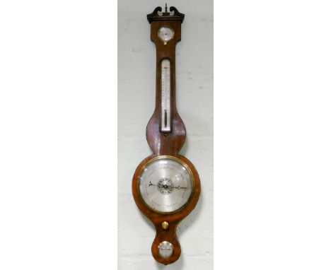 A Regency style banjo wall barometer in mahogany case by R. Mason of Ipswich 
