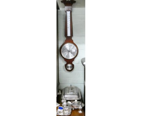 A modern banjo wall barometer, plated entree dish, condiments and other plate 