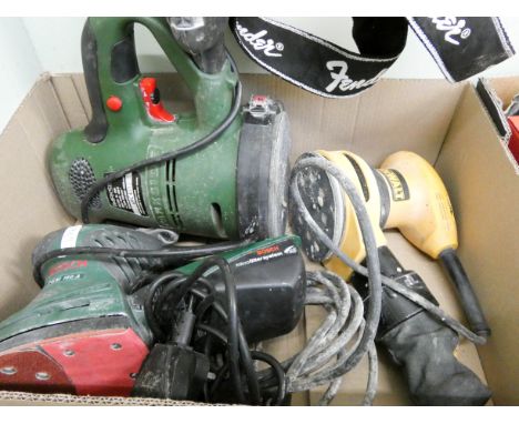 A DeWalt sander, a Bosch sander and a Parkside sander 