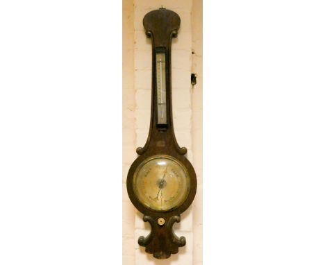 A Victorian banjo wall barometer and approx eight filled tubes of mercury 