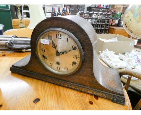 Westminster chiming mantle clock in Napoleon style oak case 