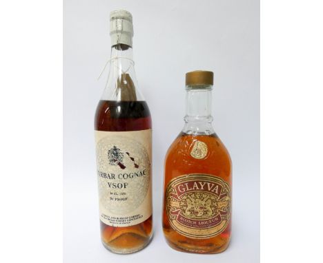 Cornbar Cognac VSOP selected by Corney &amp; Barrow and a bottle of Glayva Scotch liqueur 
