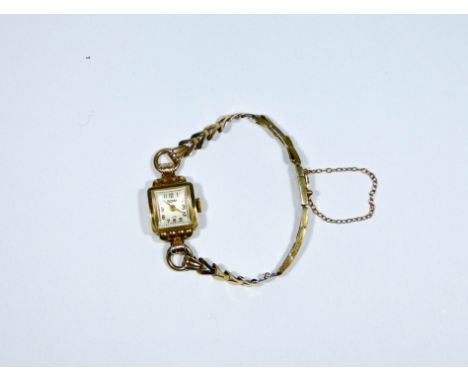 A ladies gold bracelet Rotary wristwatch hallmarked on bracelet strap rings and on clasp   Total weight 13.5g