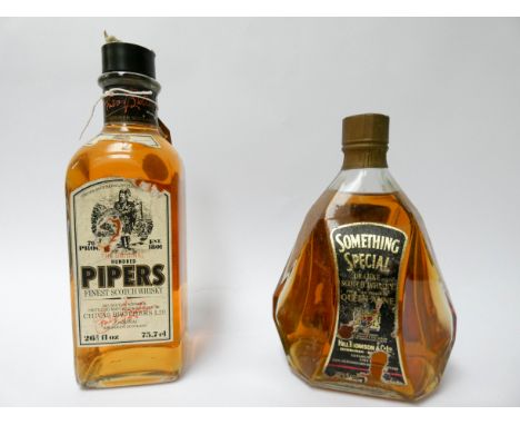 Bottle of Chivas Hundred Pipers whisky and a bottle of Something Special Scotch whisky