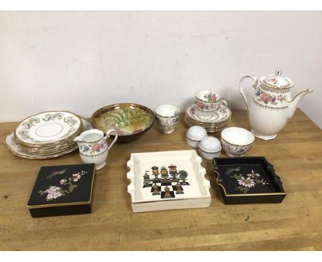 A mixed lot of china including a Carltonware ashtray with chess piece decoration (16cm x 17cm), a further  Carltonware ashtra