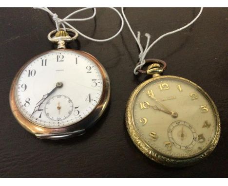 An early 20thc open faced pocket watch, the white enamel dial with arabic chapter ring and subsidiary dial for seconds, inscr