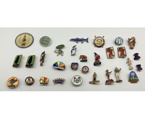 Assortment of gilt metal and enamel advertising pin badges comprising of H. W. Miller Fremlins' Ale gilt metal elephant lapel