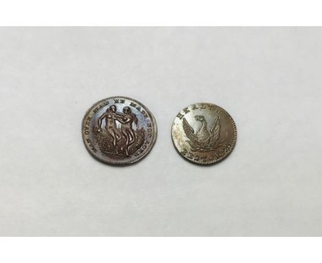 Two Middlesex 19th Century Token Farthings. For Spence Political King on Ass, Man over Man he made not Lord and DR. EADY  38 