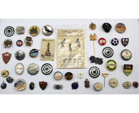 An assortment of various enamel and metal badges comprising of indistinctly marked Bagdad Temple, Rochester 1911 badge, Ameri