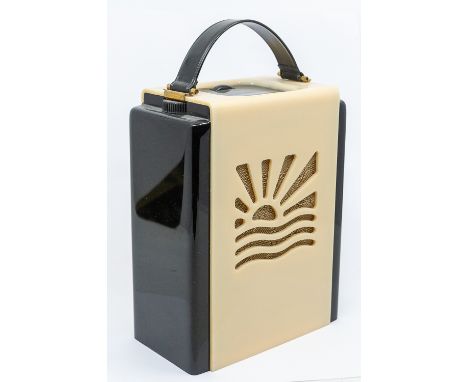 A rare Pye M78F acrylic radio c.1948,&nbsp;this model withdrawn from sale after complaints that the rising sun design resembl