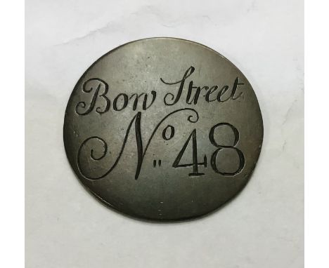 Rare 18th Century London Engraved Ticket &lsquo;Bow Street&rsquo; No&rsquo;48, A Gent&rsquo;.