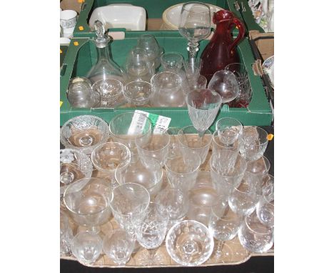 Two boxes of glassware, to include a ruby glass ewer
