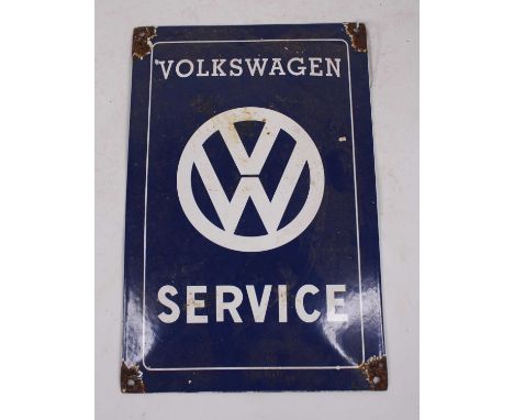 A Volkswagen VW Service enamel advertising sign, of convex shape, 30 x 20cm 