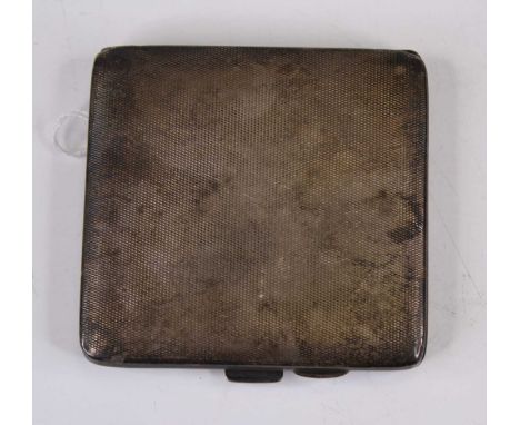 A George V silver cigarette case of typical hinged rectangular form with engine turned decoration, Frederick Field, Birmingha